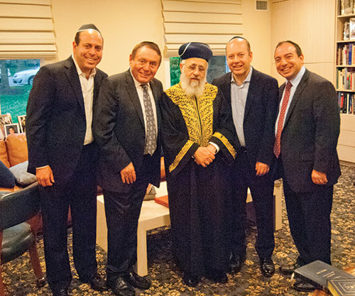 Community leaders met with Chief Rabbi Yosef at the home of Charles Saka
